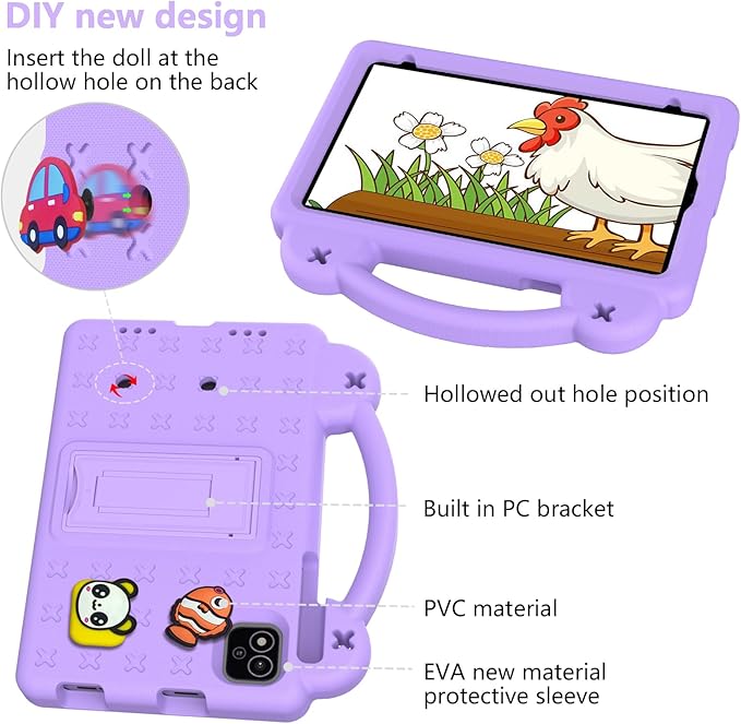 AKABEILA Compatible with Alldocube iplay 60 mini pro 2024 8.4 inch/iplay 60 mini2 2024 8.4 inch Tablet Case, Shockproof Protective Case with Shoulder Strap & Stand Handle Light Purple