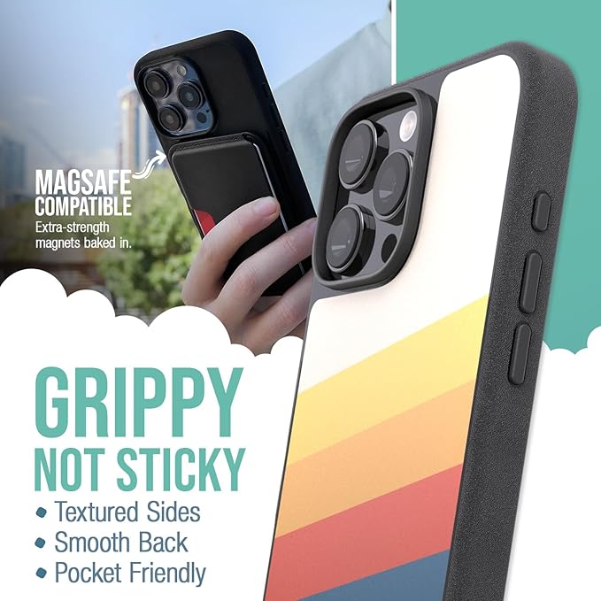 Smartish® iPhone 16 Pro Max Magnetic Case - Gripmunk Compatible with MagSafe [Lightweight + Protective] Slim & Thin Grip Cover with Microfiber Lining for Apple iPhone 16 Pro Max - Striped Up