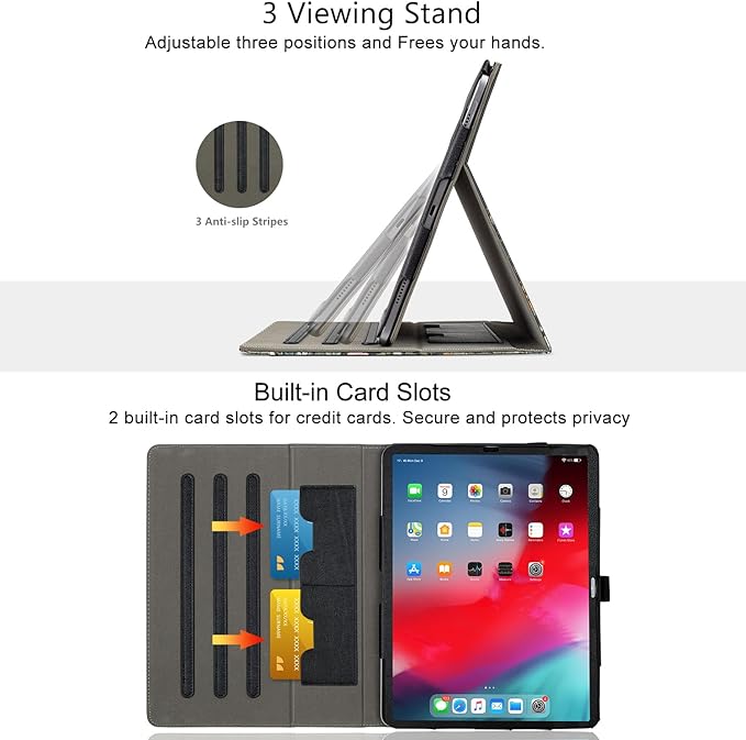 Vimorco for iPad Pro 13 Inch Case, for iPad Air 13 Inch Case, Fit for iPad Pro 12.9 Cases 6th/5th/4th/3rd Generation 5 Stand Angles/Typing Stand/Pencil Holder/Card Pockets, Dragonfly Flower