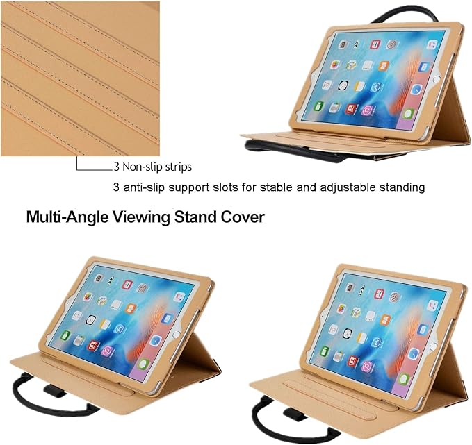 Cute Case for iPad 6th/5th Generation 9.7 inch 2018/2017,iPad Air 2 Case 2014, Slim Handbag Leather Protective Cover with Stand Hand Strap Pocket for Girls Woman Kids for iPad Pro 9.7,Black