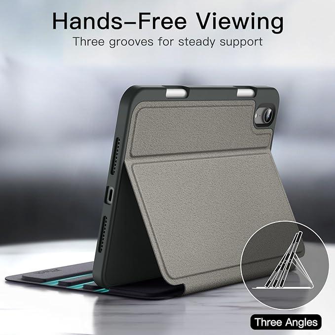 JETech Case for iPad mini (A17 Pro, 2024 Model, 7th) / Mini 6 (2021 Model, 6th) with Pencil Holder, Slim Folio Stand Protective Tablet Cover, Multi-Angle Viewing (Space Gray)
