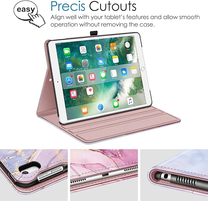 Fintie Case for iPad Air (3rd Gen) 10.5" 2019 / iPad Pro 10.5" 2017- [Sleek Shield] Premium PU Leather Slim Fit Multi Angle Stand Cover with Pocket, Pencil Holder, Auto Wake/Sleep, Dreamy Marble