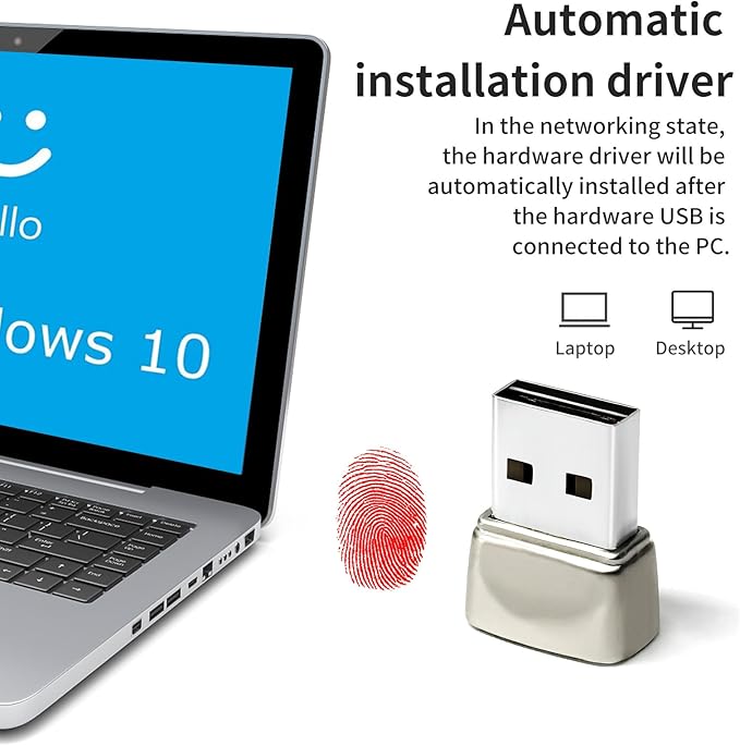 USB Fingerprint Reader for Windows10/11, Windows Hello Mini Fingerprint Scanner,Metal Shell Auto Driver Setup-Windows Password-Free Login for PC Laptop