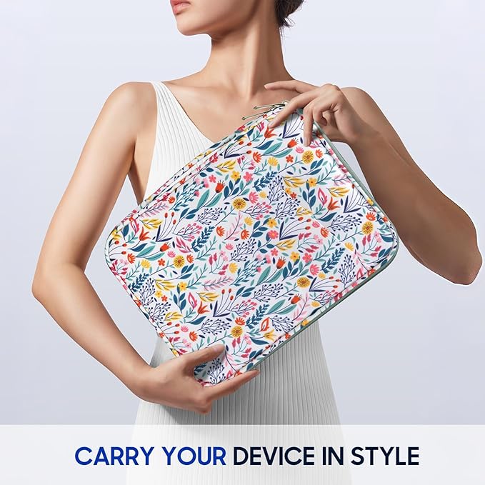 TiMOVO 9-11" Tablet Sleeve Bag for iPad 11-inch A16 2025, iPad 10.9"/10.2"| Air 11 Inch/5th/4th Gen. 10.9", Galaxy Tab A9+/A11Plus 11", Protective Bag with Pockets, Flowers