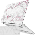 IBENZER Compatible with New MacBook Air 13 inch Case 2022 2021 2020 M1 A2337 A2179 A1932, Plastic Hard Shell Case with Keyboard Cover for Mac Retina Display with Touch ID, Pink Marble, MAT13-PKMB+1
