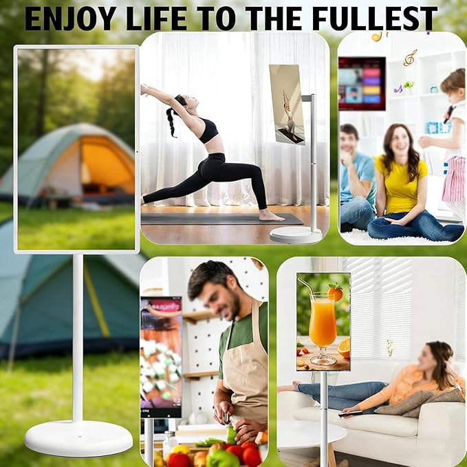 1080p/4k Smart Portable Wireless Touch Screen TV on Wheels,Portable Touch Screen Monitor,8+128G,with 21.5in/27in/32in Large Display 21.5in
