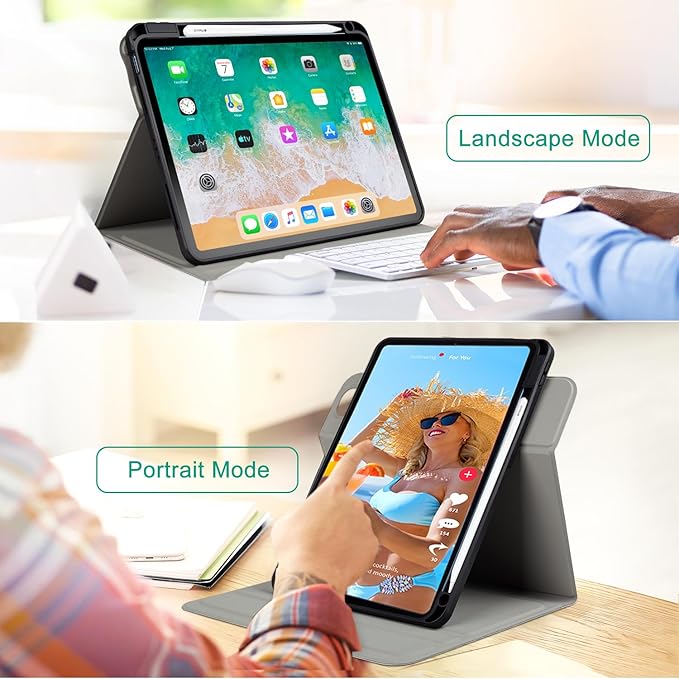 Rotating iPad Air 11-inch Case M4/M3/M2, Case for iPad Air 5th/4th Generation 10.9 Inch,360 Swivel Multi-Angle Adjustable Stand with Pencil Holder for iPad Pro 11-inch case Starry Night Sunflowers
