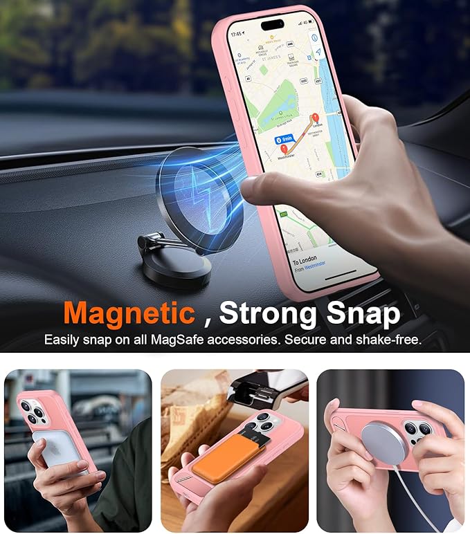 Magnetic Compatible with iPhone 15 Pro Case, [Built-in Invisible Kickstand][Compatible with MagSafe][Military Grade Shockproof] Slim Translucent Matte Phone Case for iPhone 15 Pro 6.1"