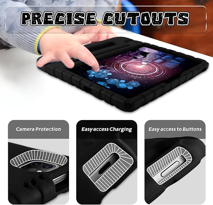 for 2024 iPad Pro 11 inch Case M4 with Pencil Holder/Anti-Slip Handle, Super Protection EVA Kids Proof New Cute Cover for iPad Pro 11-inch (M4) 5th Generation, Black