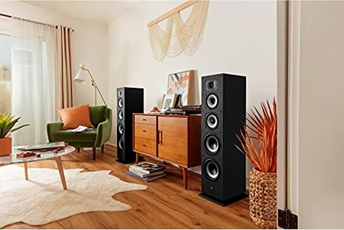 Polk Monitor XT70 Large Tower Speaker, Home Stereo Speakers, Hi-Res Audio, Dolby Atmos & DTS:X Compatible, 1" Tweeter, (2) 6.5" Balanced Woofers, (2) 8" Passive Radiators (Single, Midnight Black)