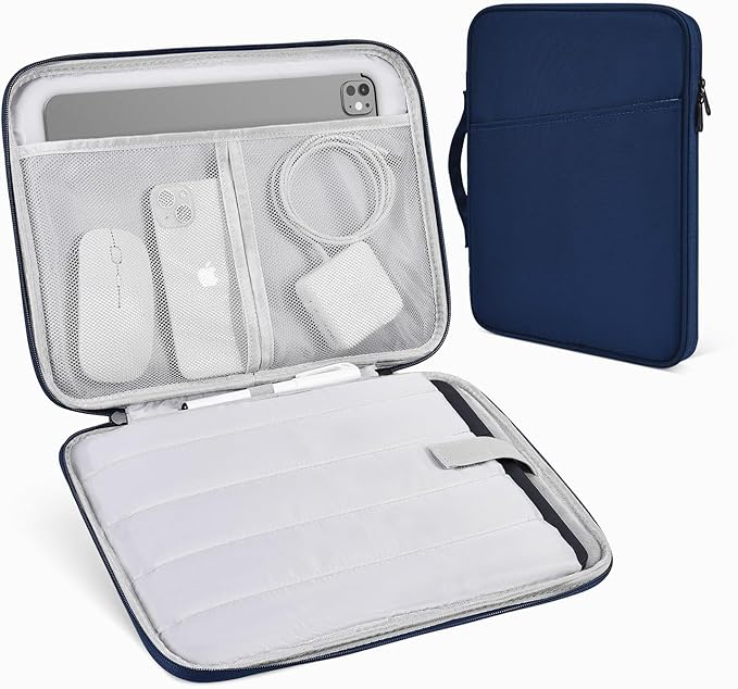 Tablet Sleeve for 13-inch iPad Air 2026 M4 M3 M2, iPad Pro 13-inch M5/M4, Protective Case Sleeve with Accessories Pocket, Carrying Storage Bag, Navy Blue