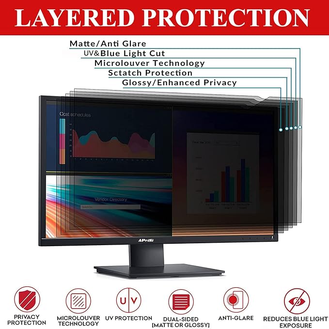 40 Inch Privacy Screen Filter for 21:9 Curved Ultrawide Monitor | Privacy Shield | Anti Glare | Anti-Blue Light | Eye Protection | Anti Spy | Computer Security Private Filter Protector
