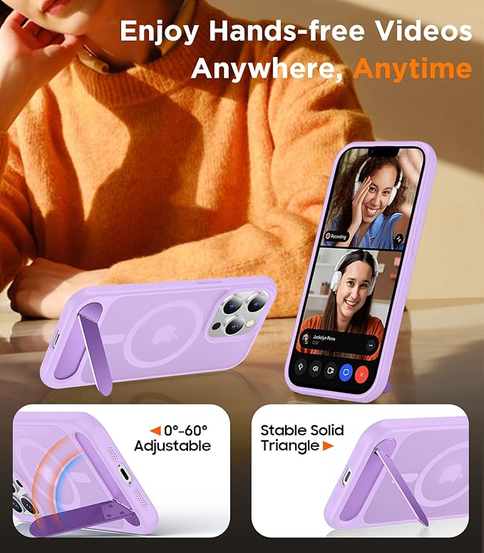 Magnetic Compatible with iPhone 13 Pro Max Case, [Built-in Invisible Kickstand][Compatible with MagSafe][Military Grade Shockproof] Slim Translucent Matte Phone Case for iPhone 13 Pro Max 6.7"