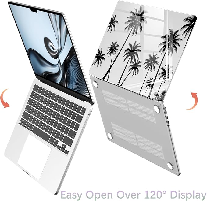 Compatible with MacBook Pro 13 inch Case M2 2025, 2024-2016 A2338 M1 A2251 A2289 A2159 A1989 A1708 A1706, Black Palm Tree Protective Hard Shell Clear Cover for Mac Pro 13