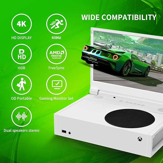 G-STORY 15.6" Portable Monitor for Xbox Series S 4K Portable Gaming Monitor IPS Screen for Xbox Series S（not Included） with Two HDMI, HDR, Freesync Game Mode Travel Monitor