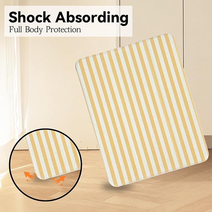 Lovmooful Compatible for iPad Air 6th 11-inch M2 (2024),iPad Air 5/4 (2022/2020 5th/4th Generation 10.9-Inch) Case with Pencil Holder Cute Striped Design Soft TPU Trifold Stand Protective-Yellow