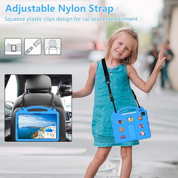 AKABEILA Compatible with Honor Pad X9/Honor Pad X8 Pro 11.5(2023) Tablet Case, Kids Friendly Universal Lightweight Shockproof Protective Case with Shoulder Strap & Stand Handle Sky Blue