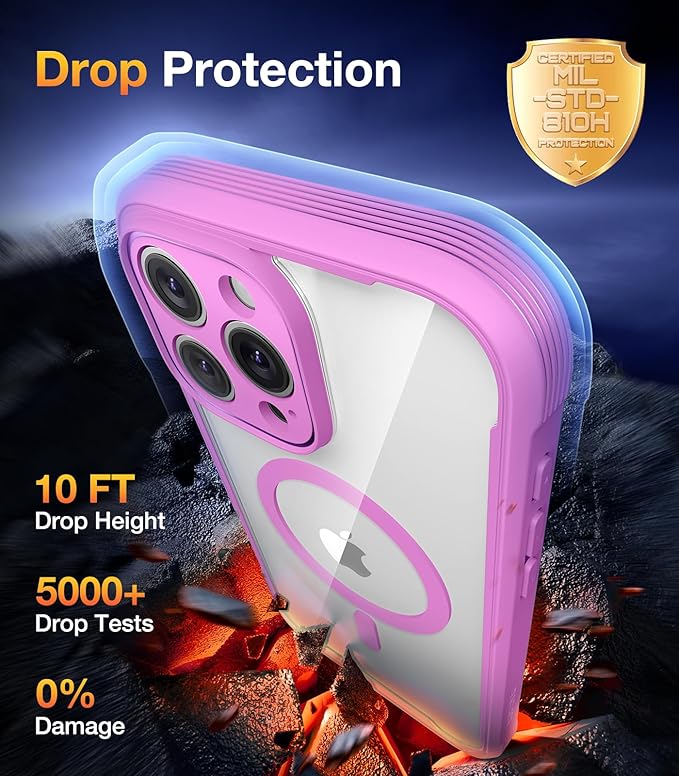 Diaclara Magnetic Designed for iPhone 16 Pro Case, Full Body Rugged with Touch Sensitive Anti-Scratch Screen Protector, Compatible with MagSafe, Soft Bumper Case for iPhone 16 Pro 6.3'', Pink