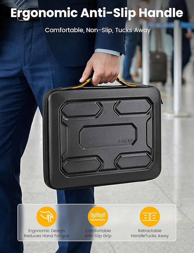 DOMISO Laptop Hard Case 14-14.4 inch Waterproof Shockproof Hard Shell Laptop Sleeve with Handle & Storage Pocket, Compatible with MacBook, HP, Dell, Black