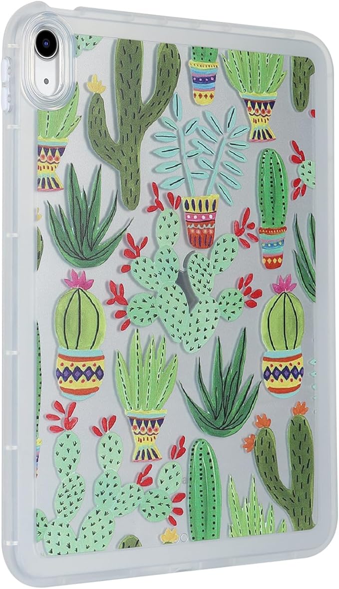 for iPad Pro 12.9 inch Case 6th/5th/4th/3rd Generation (2022/2021/2020/2018) Frosted Translucent Clear Slim Lightweight Protective Cover Soft TPU Back Shockproof Silicone Shell, Green Cactus
