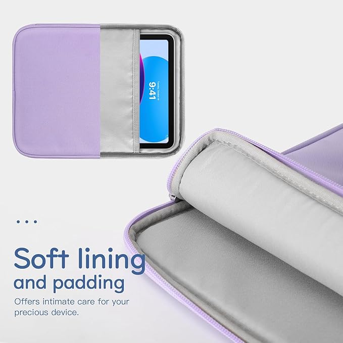 Dadanism 9-11" Tablet Sleeve Bag Carrying Case for iPad (A16) 11th Gen 11", iPad 10th Gen 10.9" Air 5/4, iPad Air M4/Pro 11", iPad 9/8/7th, Galaxy Tab A11+ Plus 11", Remarkable 2 10.3", Grey Purple