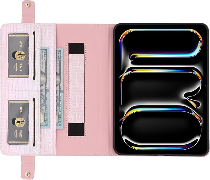 Shiny Case for iPad mini 5/4/3/2/1, Mini 7.9" Handbag Case, Techcircle Iridescent PU Leather Folio Envelope Pocket Stand Cover with Hand Strap+Shoulder Strap+Pencil Holder+Card Slots, Shiny Pale Pink