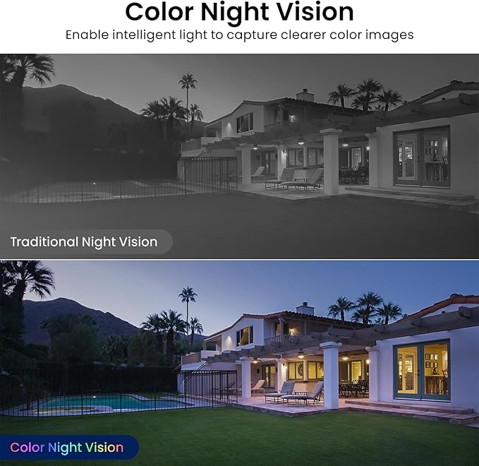 AOQEE 2K Cameras for Home Security-Outdoor/Indoor Camera for Dog/Cat/Pet/Nanny/Baby/Elderly, Color Night Vision, White Light, Siren, 24/7 SD Recordings, Works with Alexa, Plug in (C1-White-2pack-2.4G)