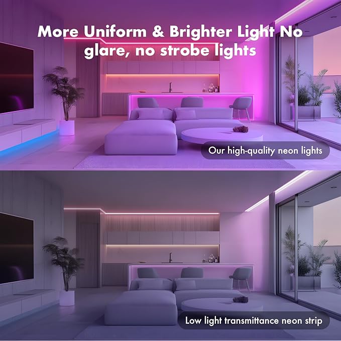 SILFU Neon Rope Lights, 40FT RGB LED Strip Lights, Waterproof IP67 LED Lights for Bedroom, DIY Design, Music Sync, 44 Key Remote Control, Multiple Modes for Bedroom, Holiday Decoration