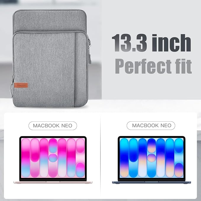 TiMOVO Laptop Sleeve Bag for MacBook Neo 13 inch 2026 Model A3404 with A18 Pro Chip, Carrying Case with Shoulder Strap,Light Gray
