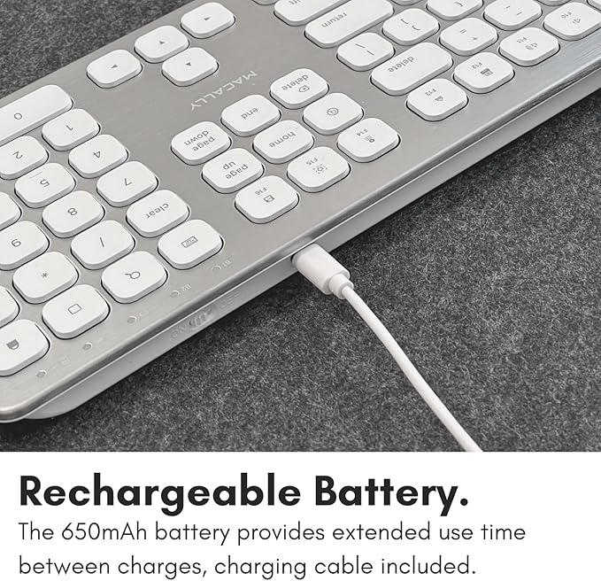 Macally Premium Bluetooth Keyboard for Mac - Compatible Apple Keyboard with Numeric Keypad - Multi Device Wireless for MacBook Pro/Air, Mac mini Pro, iMac, Laptop