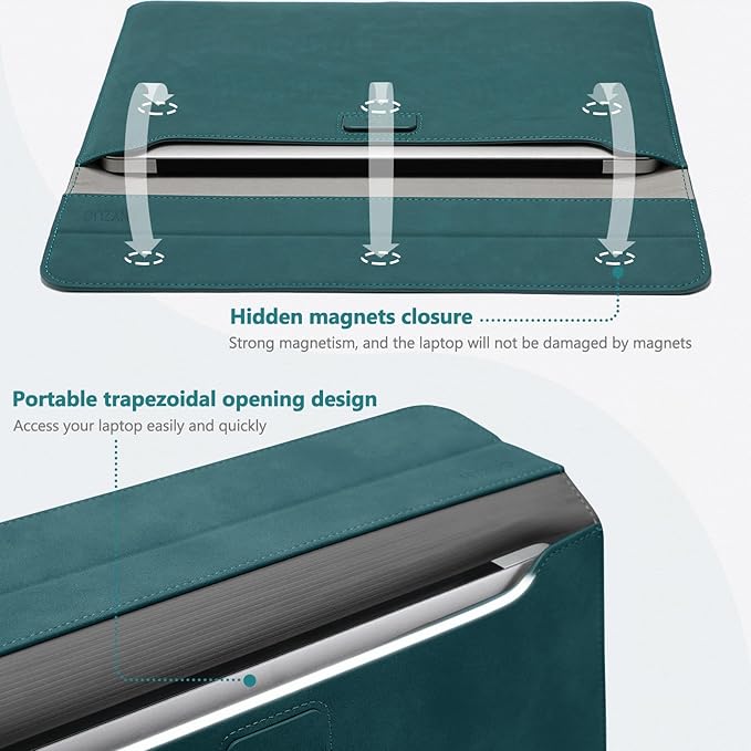 HYZUO 15 Inch Laptop Case Bag Sleeve with Stand for MacBook Air 15 M5 M4 A3241 M3 A3114 M2 A2941 2026-2023, 15" Surface Laptop 7/6/5/4/3, MacBook Pro 15 A1990 A1707 2019-2016, Dark Green
