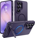 Magnetic for Samsung Galaxy S26 Ultra Case, [Compatible with MagSafe][Full Camera Protection][Built-in Invisible Kickstand] Translucent Matte Phone Case for S26 Ultra 6.9" - Purple