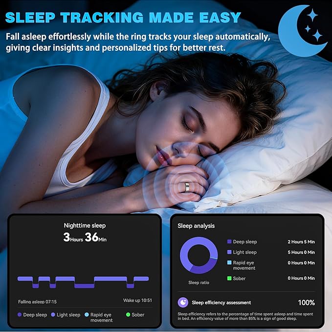 Smart Ring for Women, Stylish Fitness Tracker with Heart Rate, SpO2, Sleep Monitoring, Step Monitor, Calorie Counter, IP68 Waterproof (Silver 14)