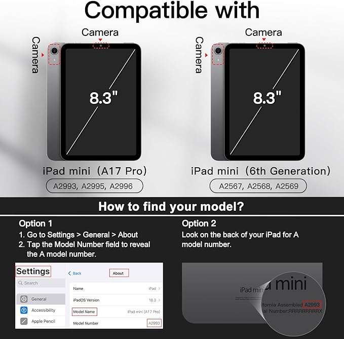 JETech Case for iPad mini (A17 Pro, 2024 Model, 7th) / Mini 6 (2021 Model, 6th) with Pencil Holder, Slim Folio Stand Protective Tablet Cover, Multi-Angle Viewing (Space Gray)