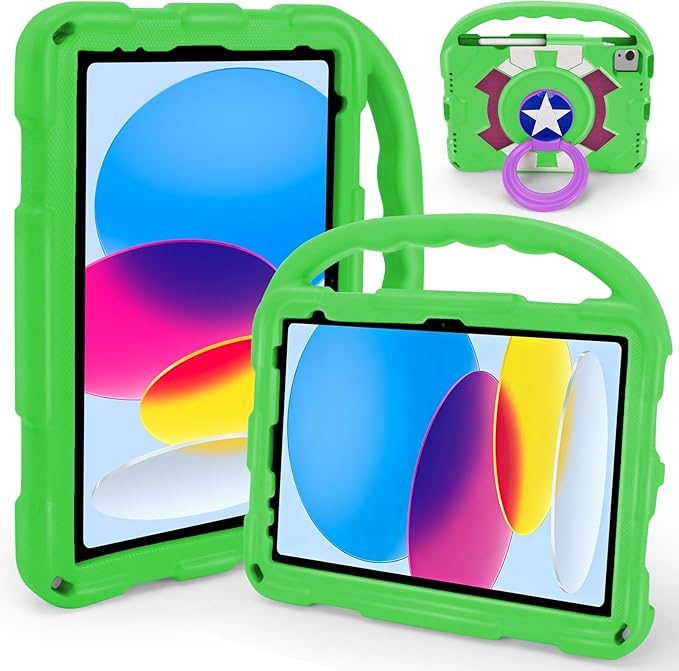 Case for iPad Air 11-inch M3 (2025)/M2 (2024), iPad Air 5th (2022)/4th Gen (2020) 10.9 Inch,iPad A16 11th Gen 2025/iPad 10th Gen 2022,Shockproof Lightweight Cover with Stand Convertible Handle.Green