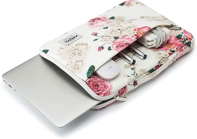 Kinmac 360° Protective Laptop Sleeve Case Bag Cover with Handle for MacBook Air 15 inch, and 15 inch-15.6 inch HP,Lenovo,Dell,ASUS,Acer Notebook Computer (Peony)