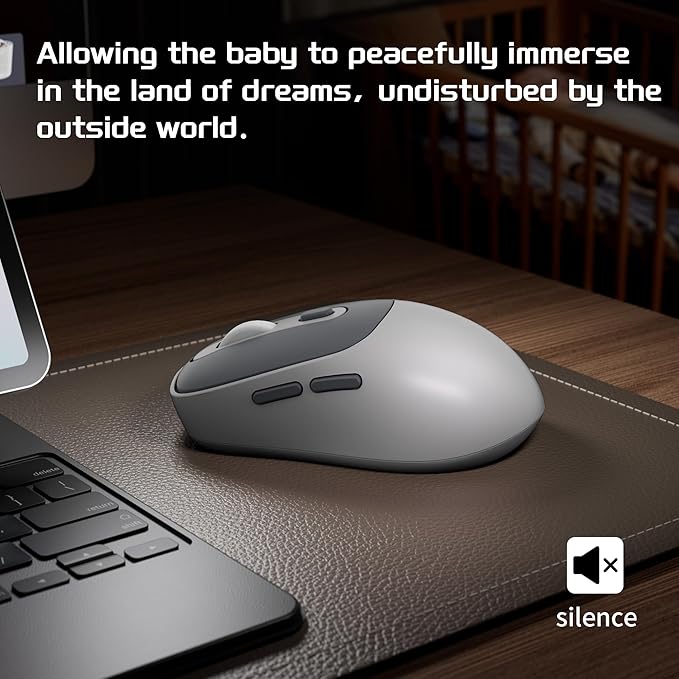 Camiysn V100 Wireless Black Grey Mouse, Ultra-Light 2.4G USB Mouse with Adjustable DPI, Premium Rubber Scroll Wheel & Advanced Optical Sensor, Auto Sleep Mode for Energy Saving