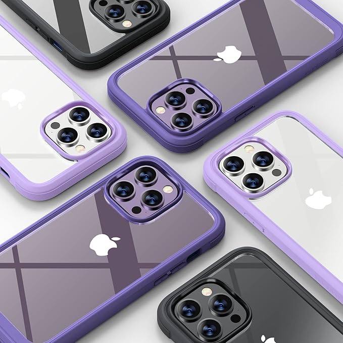 Diaclara Designed for iPhone 14 Pro Max Case 6.7’’, Full Body Rugged Phone Case w/Built-in Sensitive Anti-Scratch Screen Protector+9H Tempered Glass Camera Lens Protector(Royal Purple)