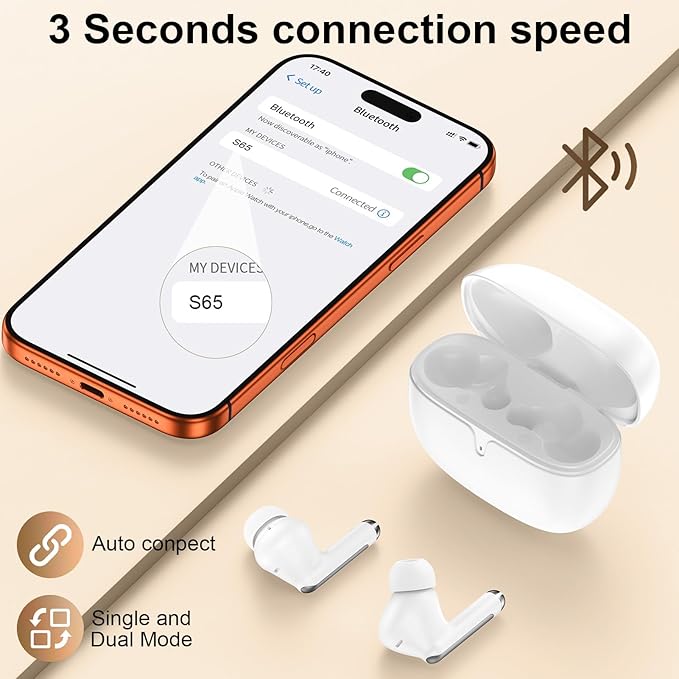 Wireless Earbuds for iPhone 17e/17 Pro Max/17Pro/17/Air/16e/16 Pro Max/16 Plus/15Pro/15 Plus, Sports Bluetooth Headphones IPX7 Waterproof in Ear Earphones 48H LED Display Ear Buds for Workout/Running