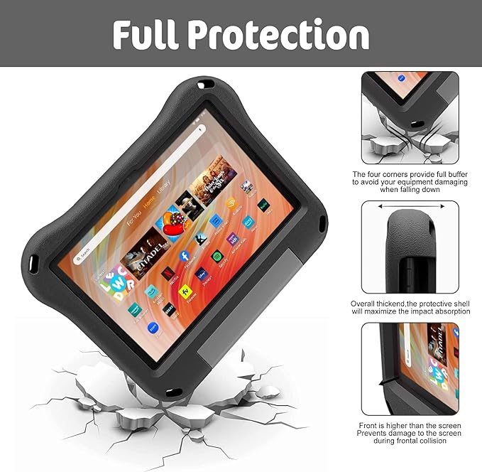 10 inch Tablet Case for Kids,(Compatible with 13th/11th Gen 2023/2021) (Incompatible with iPad Samsung 10 inch Tablet),Light Weight Shock Proof Convertible Handle Stand Kids Case (Black)