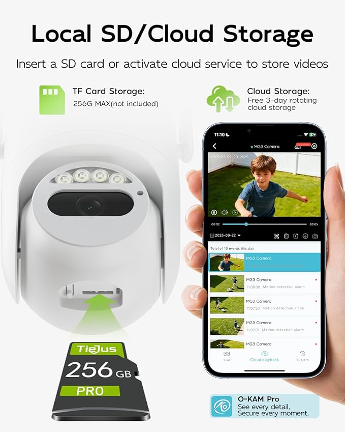 5G/2.4G Security Camera Outdoor, 3MP Wired Cameras 24/7 Recording, Plug-in Power, 360° View, Motion Auto Tracking, Alexa, 2-Way Audio, IP66, Color Night Vision, SD Card/Cloud Storage