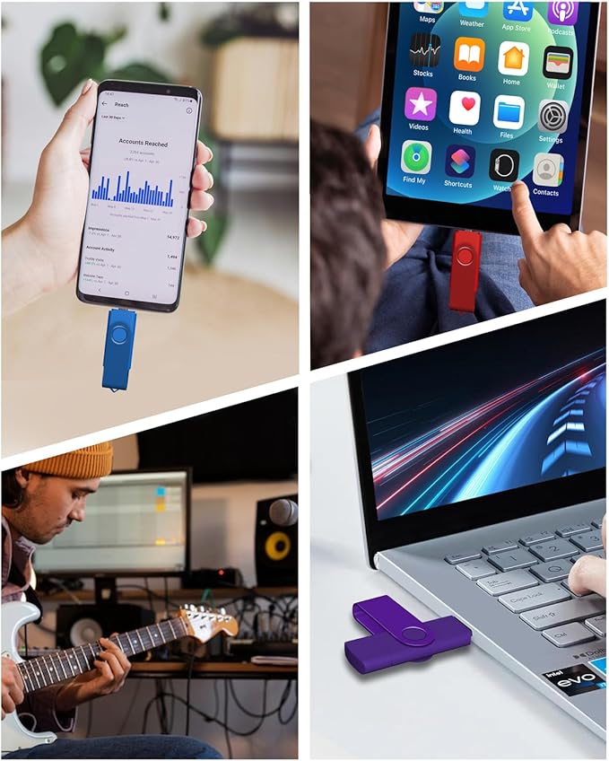 AreTop 32GB USB C Thumb Drive Dual USB 2.0 Flash Drive 32GB USB Drive Swivel Design 2-in-1 Portable Type-C Memory Stick for Android Smartphone, Computers, MacBook, Tablets, PC, 10 Pack
