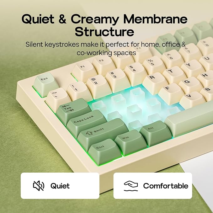 EPOMAKER Aula S102 PRO Membrane Gaming Keyboard with TFT Screen, Volume Knob & Number Pad, BT/2.4G/USB, RGB Backlit, Creamy Silicone Structure, Silent Keyboard for PC Game/Office (Yellow)