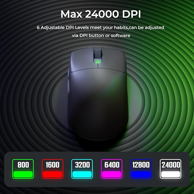 RK ROYAL KLUDGE RK M30 Wireless Gaming Mouse, 24000 DPI, 43g Ultra-Lightweight, PAW3311 Sensor, 2.4G/Bluetooth/USB-C Rechargeable Wireless Mouse with 5 Programmable Buttons for PC/Mac, Black Grey