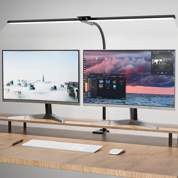 Hensam Desk Lamp for Office Home, 31.5" Desktop Lighting Bar with Gooseneck, Clip on Desk Light with Clamp, Bright Dimmable Table Lamp for Study, Work, Computer, Monitor, Reading