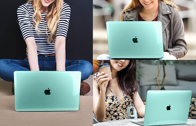 CISSOOK for MacBook Air 13 Inch Case 2021-2018 Release,Plastic Hard Shell Case with Keyboard Cover and Screen Protector for MacBook Air 13 A2337 M1 A2179 A1932 Model with Touch ID - Crystal Green