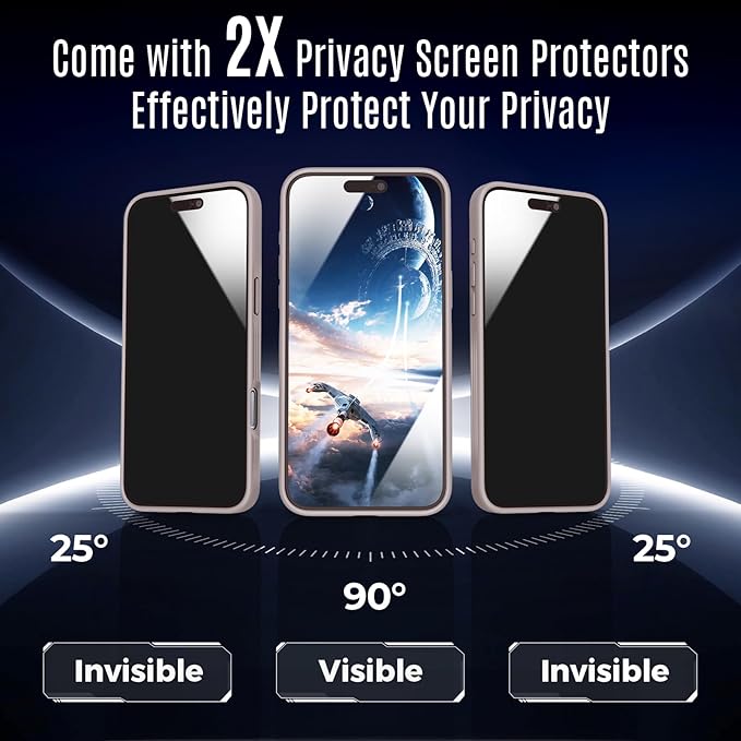 Symcele Designed for iPhone 16 Pro Case, Compatible with MagSafe, with Privacy Screen Protectors X2, [Camera Protection] [15FT Military Drop Protection] Shockproof Phone Case, 2024, Natural Titanium