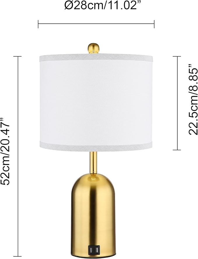 Ldeco Touch Dimmer Table Lamp for Bedroom,Bedside Lamp with USB Port Elegant Nightstand Lamp with Fabric Shade,Gold Modern Desk Lamp for Living Room,Office,Bulb incl. (Modern)
