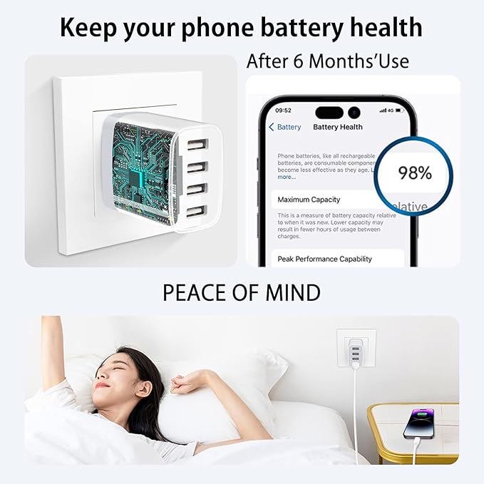 USB Charger Block for iPhone 17e 17 Pro Max Air 16 15 14 13 12 11 XR XS X 8,Samsung Galaxy A17 5G S26 Ultra,Pixel 10a,Fast Charging Station USB Wall Charger Multi USB Port Adapter Plug Cube Travel Box