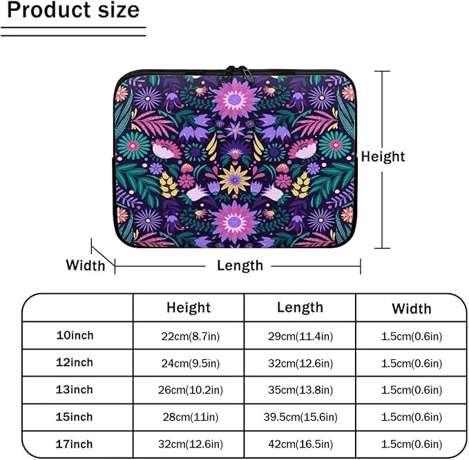 Mandala Flower Laptop Protective Sleeve for Women 12 inch Lap Top Case Portable Computer Sleeve Laptop Protector Zippered Pouches Gifts for Girls Boys Purple